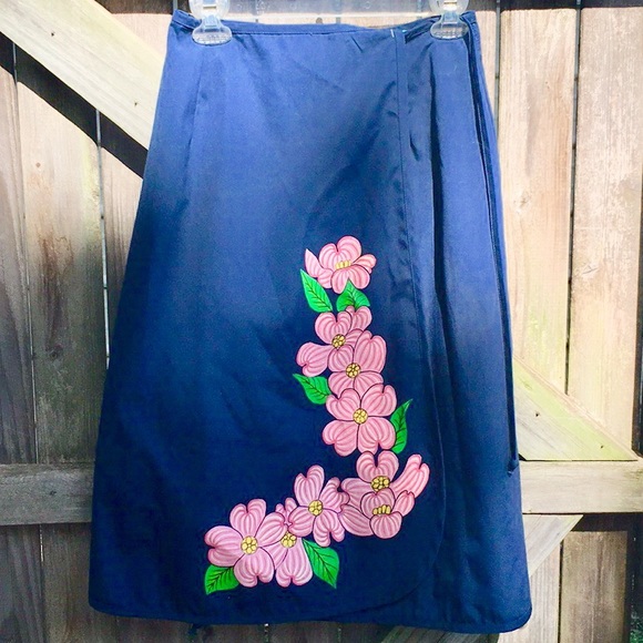 Vintage Dresses & Skirts - 🌸 Vintage | painted flower wrap skirt